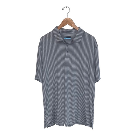 PGA‎ Tour  Striped Golf Polo Men's Size Extra Large Grey & White Shirt Top - Picture 1 of 5
